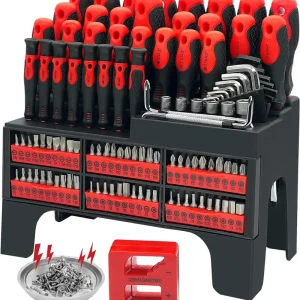118pcs magnetic screwdriver set, screwdriver set with plastic racking, precision screwdriver, magnetizer demagnetizer and magnetic bowl, repair tools set for diy and home improvement