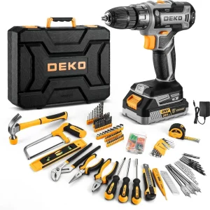 cordless drill tool kit set: 20v power drill tool box with battery electric drill driver for men home hand repair basic toolbox tools sets drills case