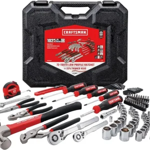 craftsman 102 piece tool kit for home and car, durable hand tool set with sae/metric sockets (cmmt99449)